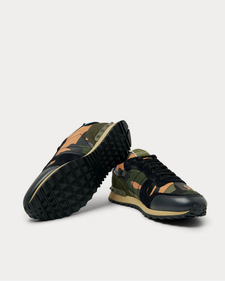Valentino Rockrunner Camouflage-Print Canvas, Leather and Suede  Multi low top sneakers - 3