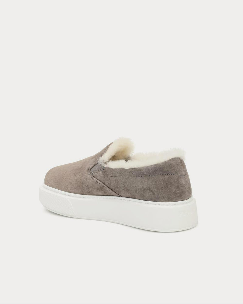 Prada Shearling-lined Brown Slip On Sneakers - 3