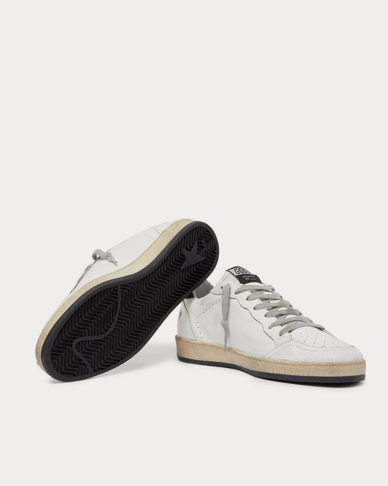Golden Goose Ball Star Distressed Leather  White low top sneakers - 3