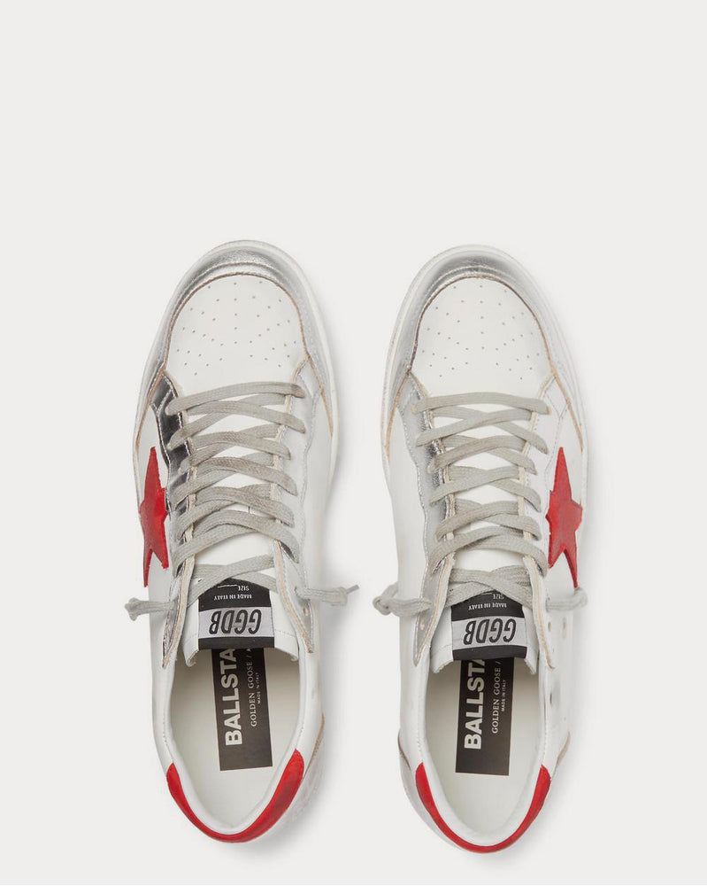 Golden Goose Ball Star Distressed Leather  White low top sneakers - 6