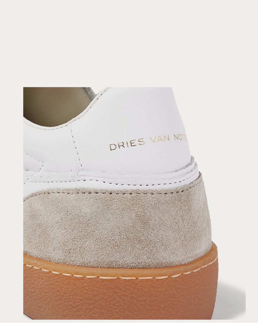 Dries Van Noten - Panelled Suede and Leather  White low top sneakers