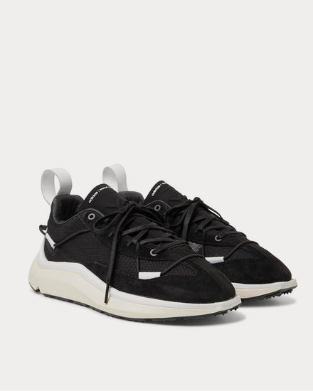 Y-3 Shiku Run Leather and Suede-Trimmed Mesh  Black low top sneakers - 2