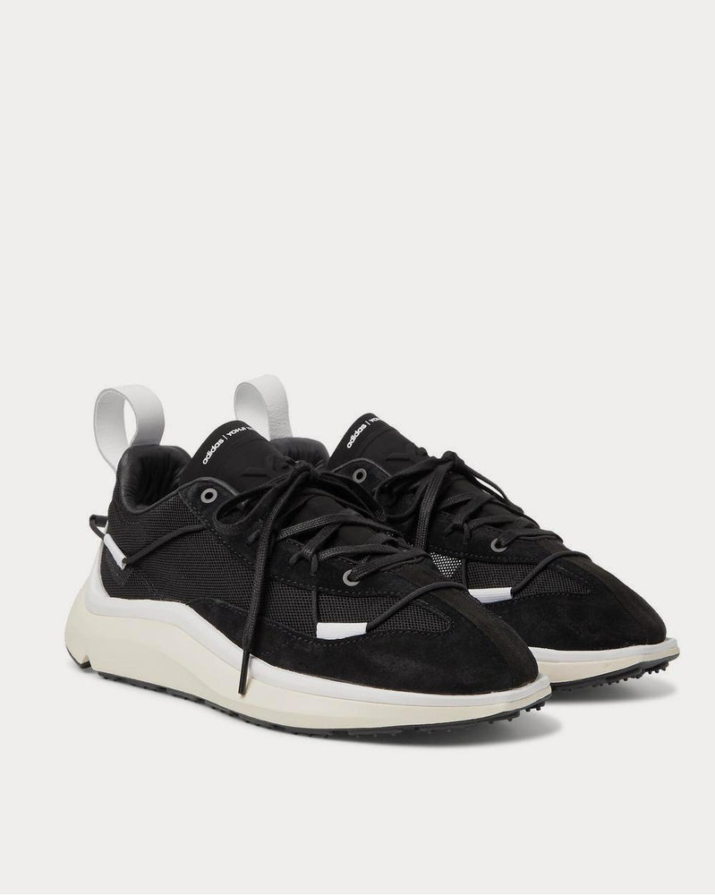 Y-3 Shiku Run Leather and Suede-Trimmed Mesh  Black low top sneakers - 2