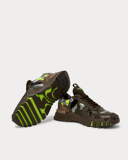 Valentino Rockrunner Plus Rubber, Suede and Canvas  Green low top sneakers - 3