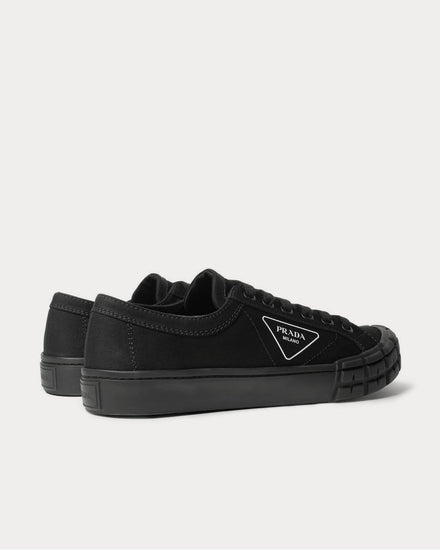 Prada Logo-Print Canvas  Black low top sneakers - 4