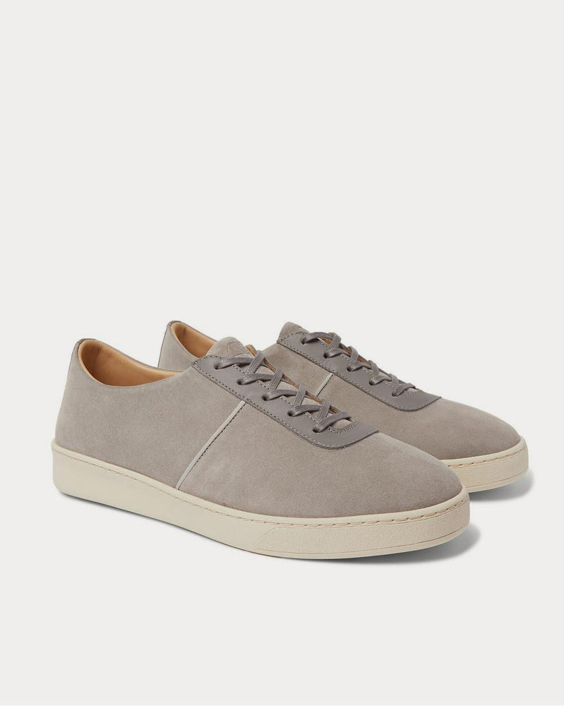 Mulo Leather-Trimmed Suede  Gray low top sneakers - 2