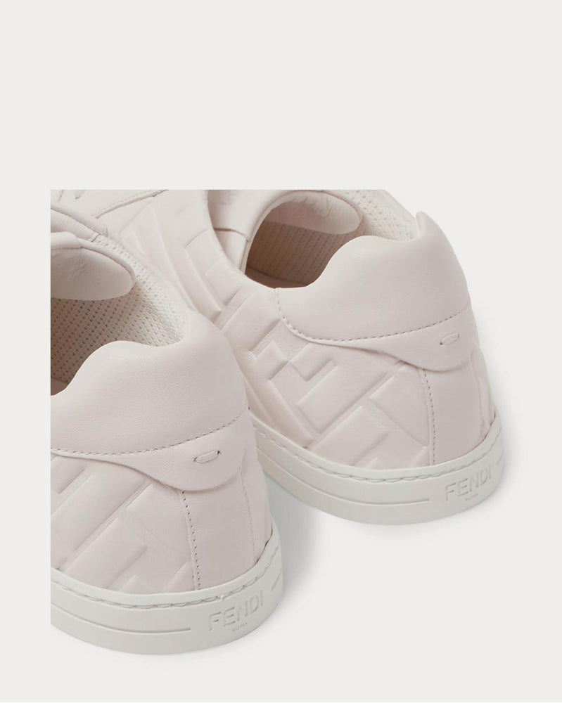 Fendi Logo-Embossed Leather  White low top sneakers - 4