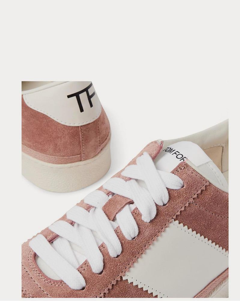 Tom Ford Bannister Leather-Trimmed Suede  Pink low top sneakers - 4