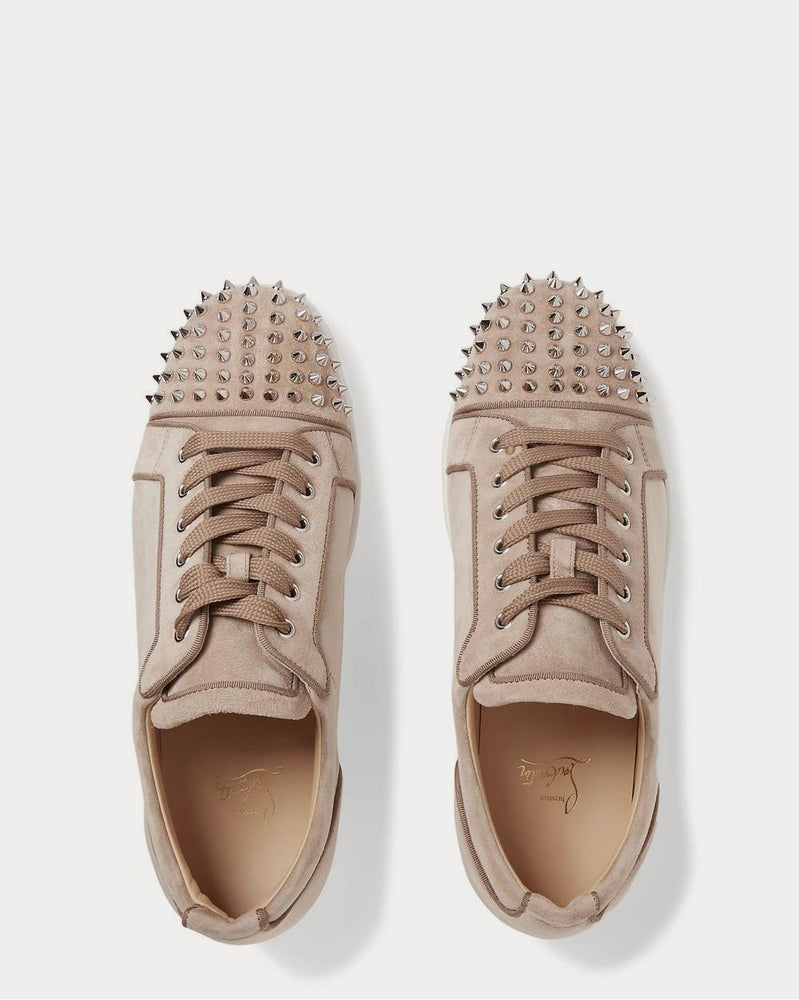 Christian Louboutin Louis Junior Spikes Cap-Toe Suede  Beige low top sneakers - 6