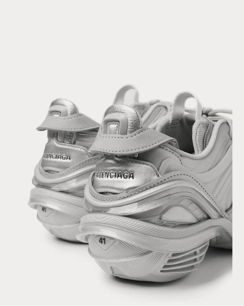 Balenciaga Tyrex Nylon, Mesh, Faux Leather and Rubber  Silver low top sneakers - 4