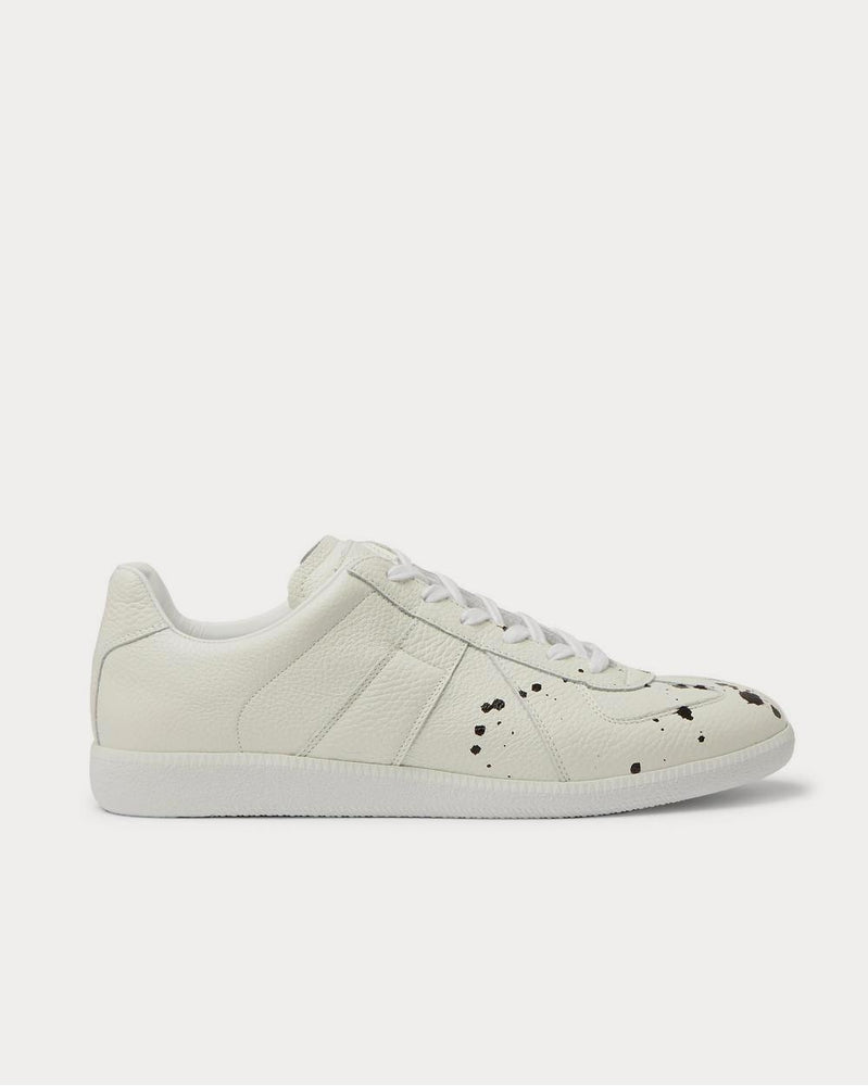 Maison Margiela Replica Paint-Splattered Full-Grain Leather  White low top sneakers - 1