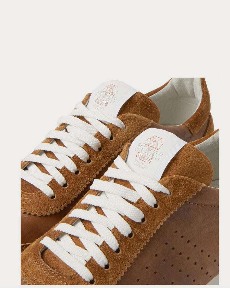 Brunello Cucinelli Leather and Suede  Brown low top sneakers - 4