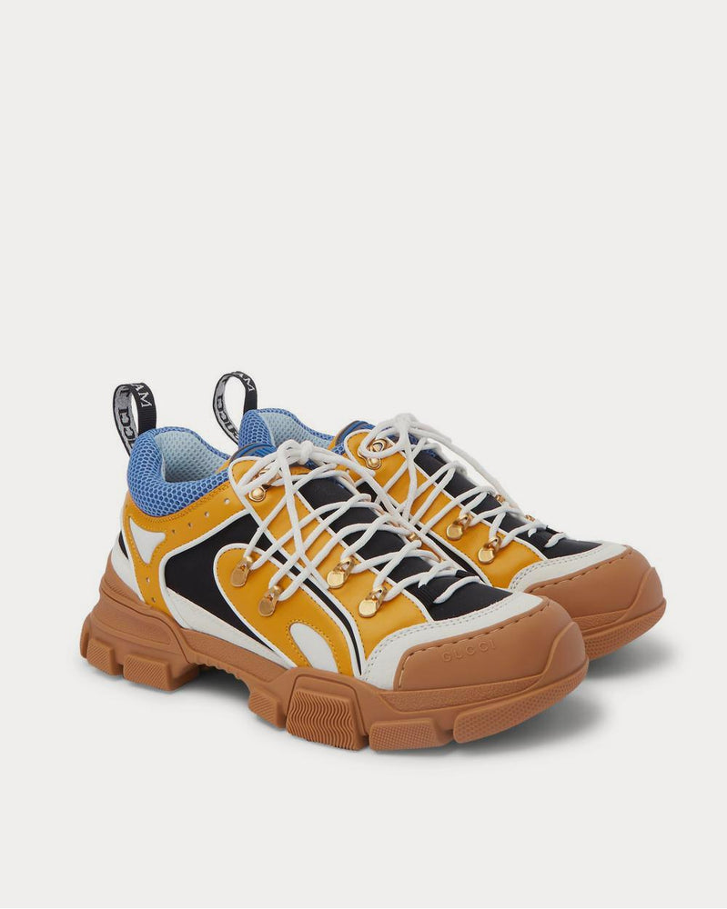 Gucci Flashtrek Rubber, Leather, Mesh and Suede  Yellow low top sneakers - 2