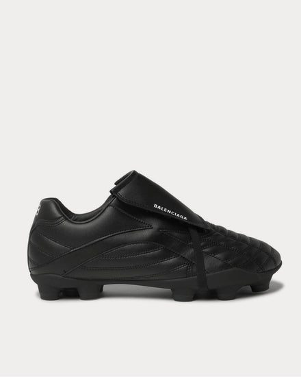 Balenciaga Soccer Logo-Print Faux Leather  Black low top sneakers - 1