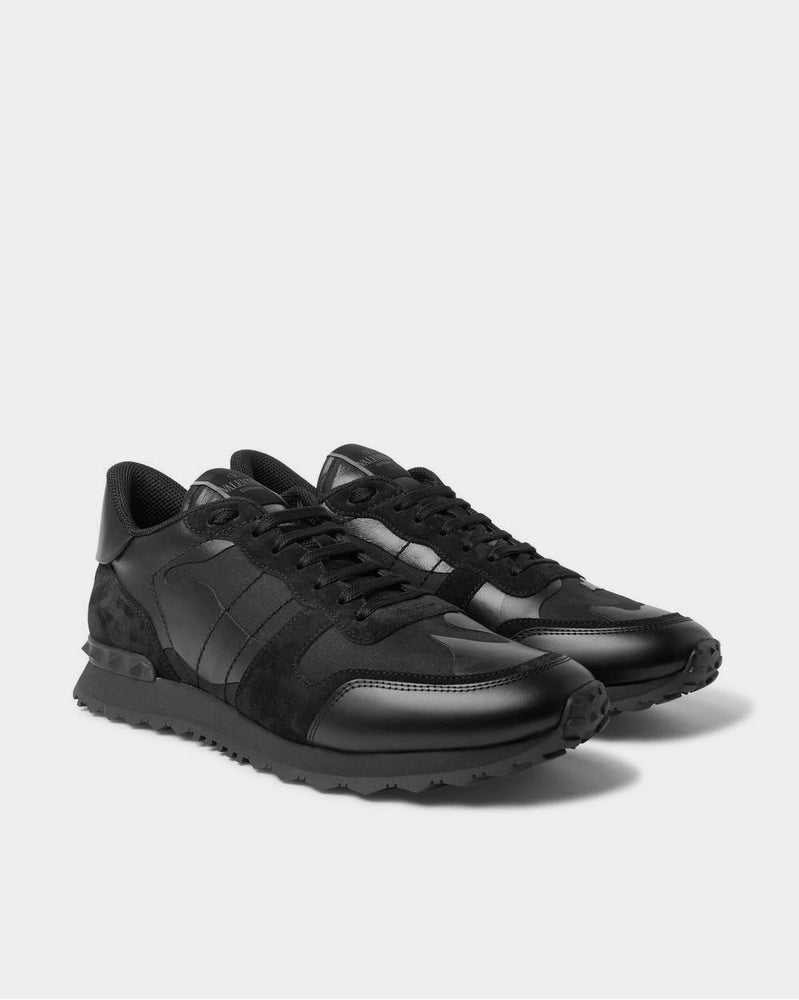 Valentino Rock Runner Suede, Leather and Canvas  Black low top sneakers - 2