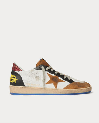 Golden Goose Ball Star Distressed Cracked-Leather and Suede  White low top sneakers