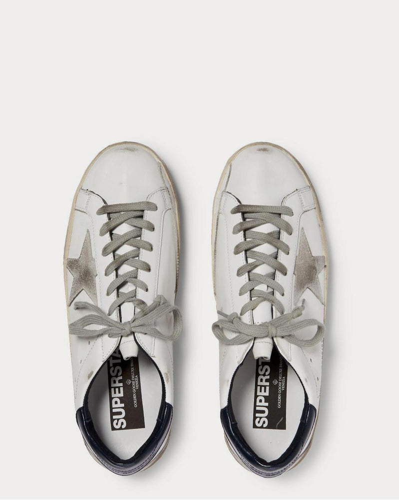 Golden Goose Superstar Distressed Leather and Suede  White low top sneakers - 6
