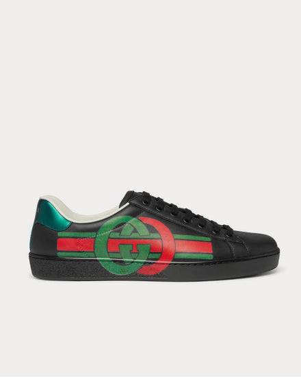 Gucci Ace Logo-Print Leather  Black low top sneakers - 1