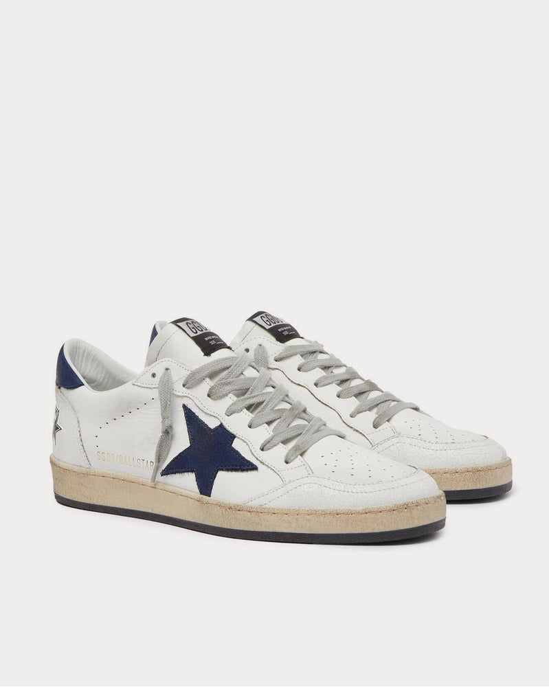 Golden Goose Ball Star Distressed Leather  White low top sneakers - 2