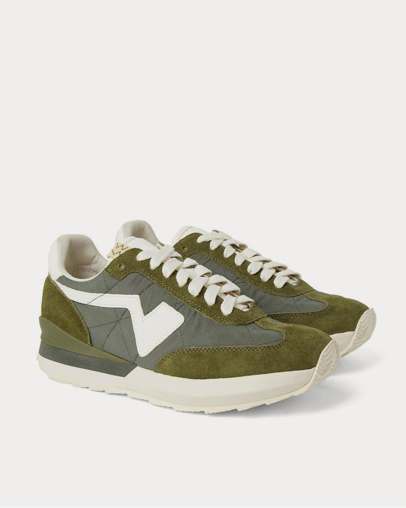 Visvim FKT Runner Suede- and Leather-Trimmed Nylon-Blend  Army green low top sneakers - 2