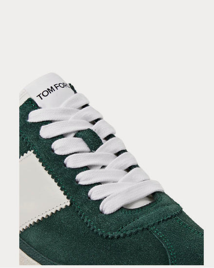 Tom Ford Bannister Leather-Trimmed Suede  Green low top sneakers - 4