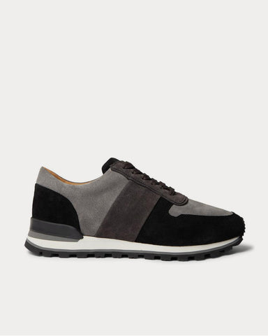 Mr P. Colour-Block Suede  Black low top sneakers