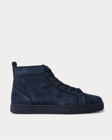 Christian Louboutin Louis Orlato Grosgrain-Trimmed Suede High-Top  Navy high top sneakers