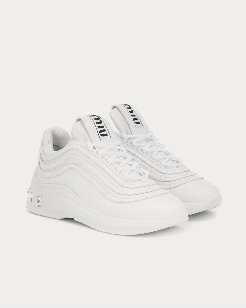 Miu Miu Leather Bianco Low Top Sneakers - 2