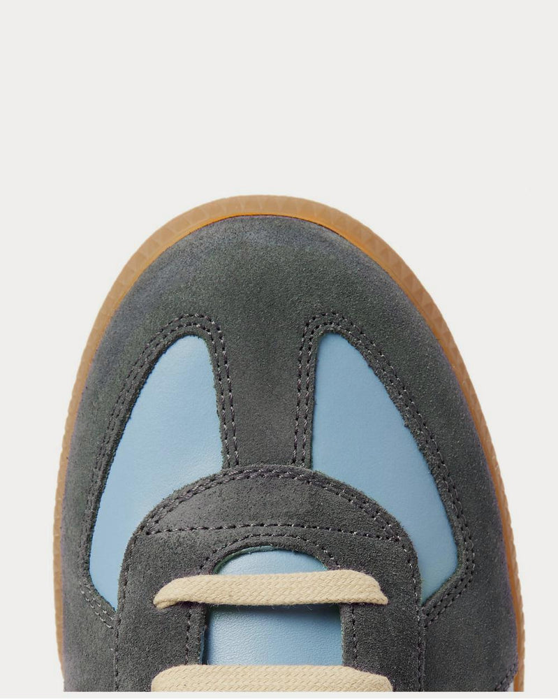 Maison Margiela Replica Leather and Suede  Light blue low top sneakers - 5