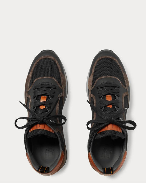 Dunhill Radial Runner Leather and Suede-Trimmed Mesh Black low top 