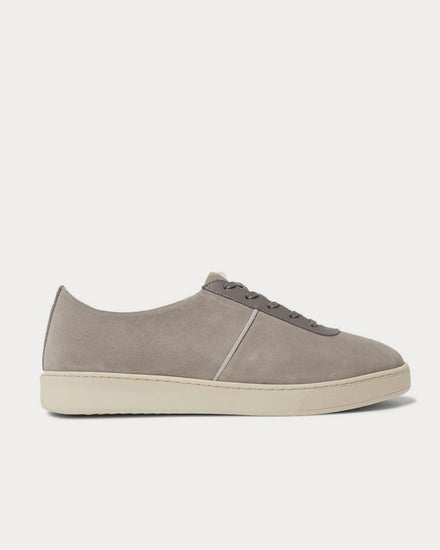 Mulo Leather-Trimmed Suede  Gray low top sneakers - 1