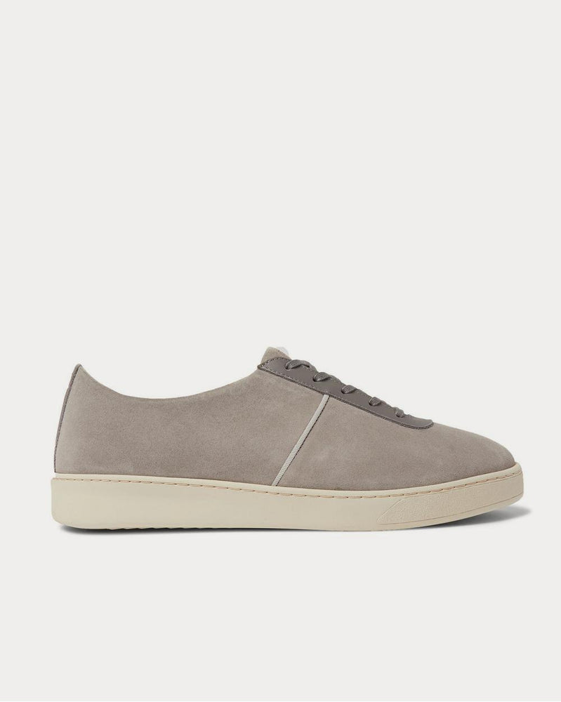 Mulo Leather-Trimmed Suede  Gray low top sneakers - 1