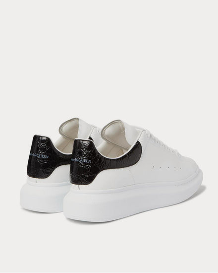 McQueen Exaggerated-Sole Croc Effect-Trimmed Leather  White low top sneakers - 3