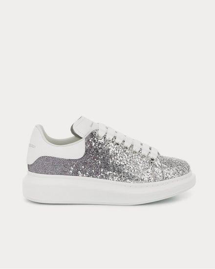 McQueen Leather-trimmed Silver Glitter Low Top Sneakers - 1