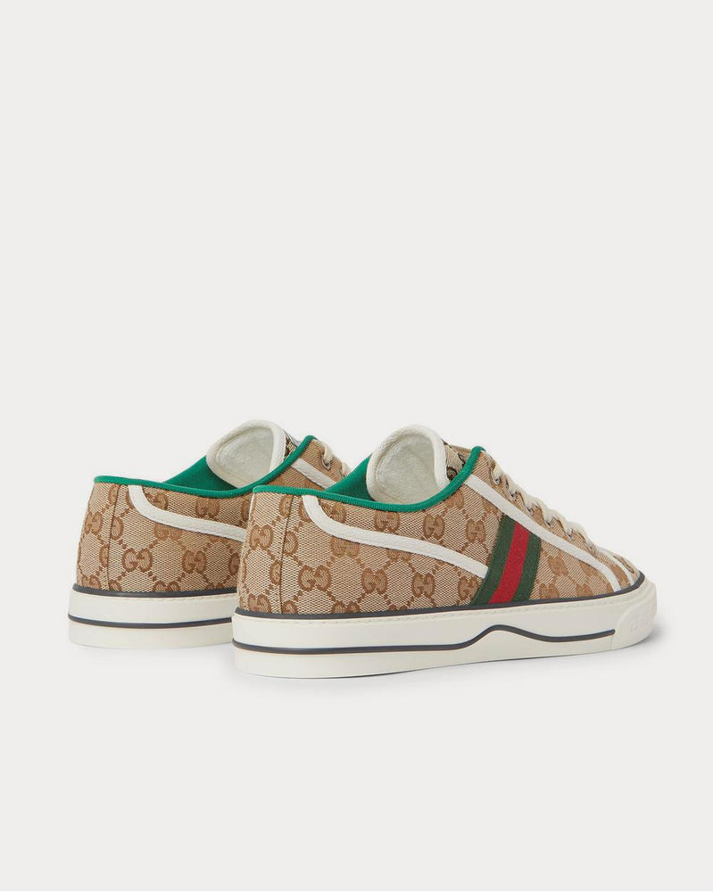 Gucci Tennis 1977 Webbing-Trimmed Logo-Jacquard Canvas  Brown low top sneakers - 3