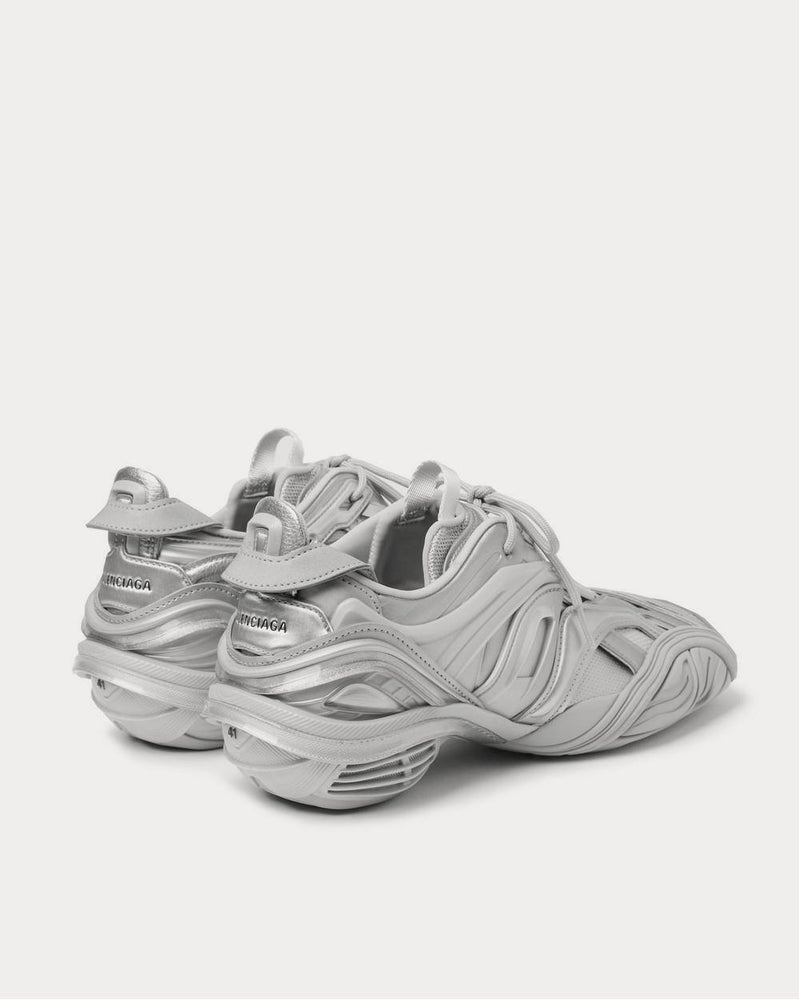 Balenciaga Tyrex Nylon, Mesh, Faux Leather and Rubber  Silver low top sneakers - 3