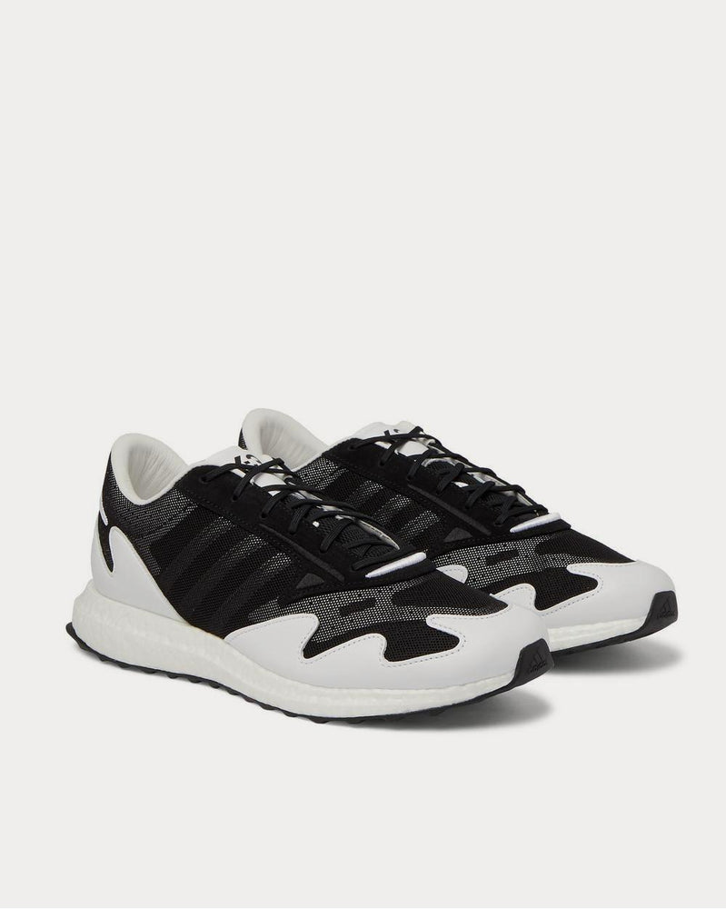 Y-3 Rhisu Run Leather and Suede-Trimmed Mesh  Black low top sneakers - 2