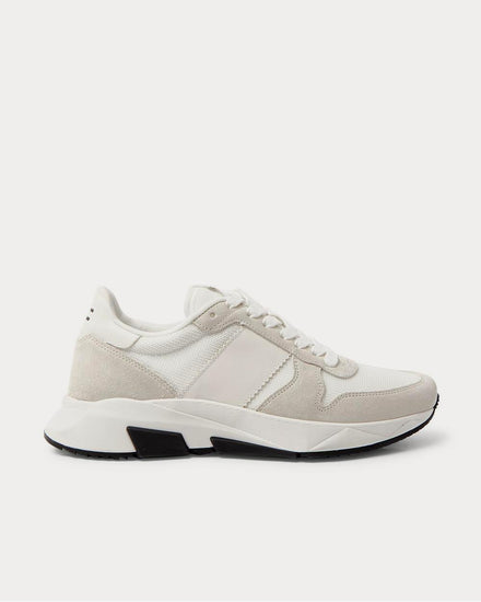 Tom Ford Jagga Leather-Trimmed Suede and Mesh  White low top sneakers - 1