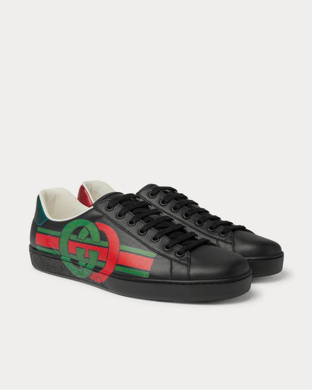 Gucci Ace Logo-Print Leather  Black low top sneakers - 2