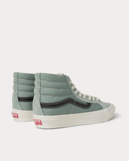 Vans OG SK8-Hi LX Leather-Trimmed Suede and Canvas High-Top  Gray green high top sneakers - 3