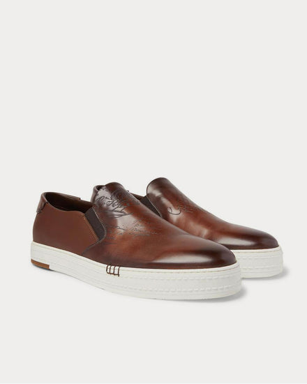 Berluti Playtime Scritto Leather Slip-On  Brown sneakers - 2