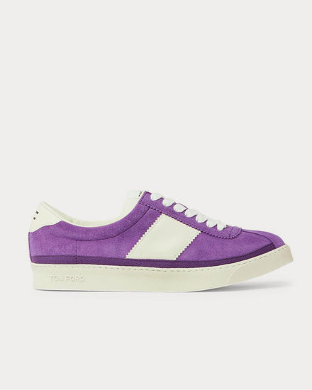 Tom Ford Bannister Leather-Trimmed Suede  Purple low top sneakers - 1