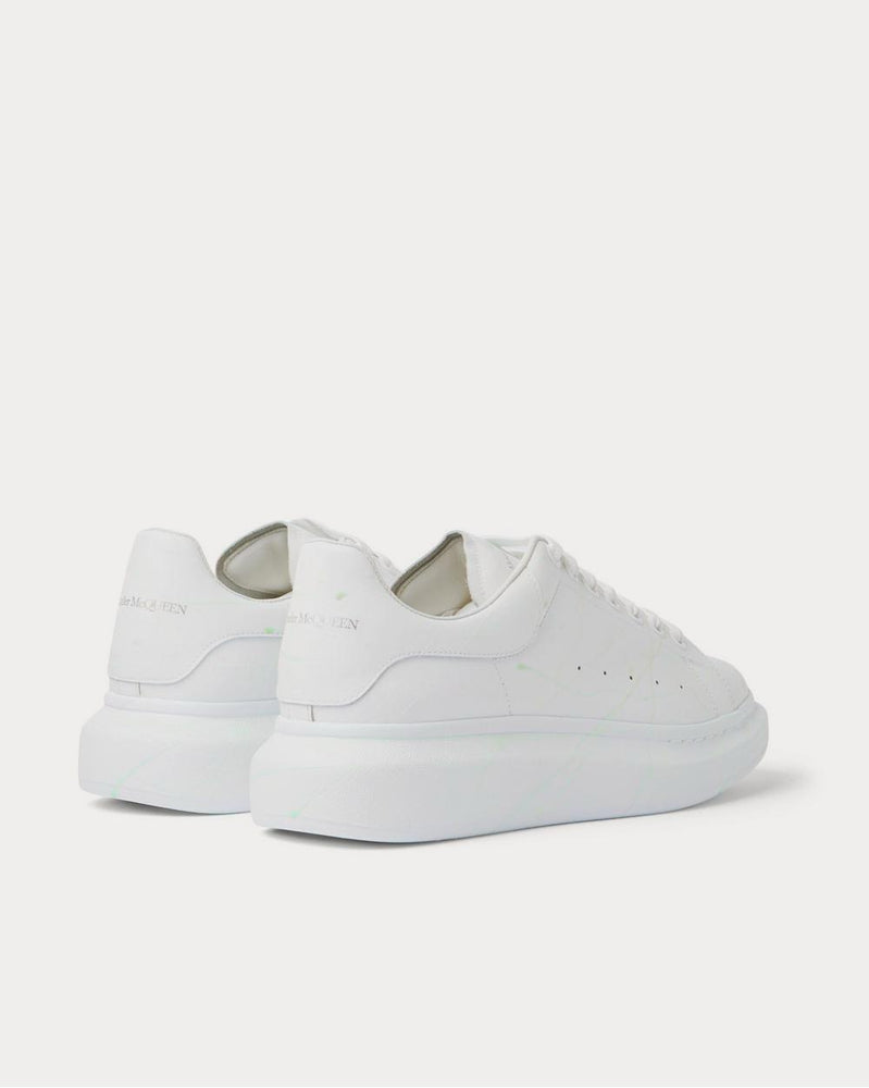 Alexander McQueen Glow-In-The-Dark Exaggerated-Sole Rubber-Trimmed Leather  White low top sneakers - 3