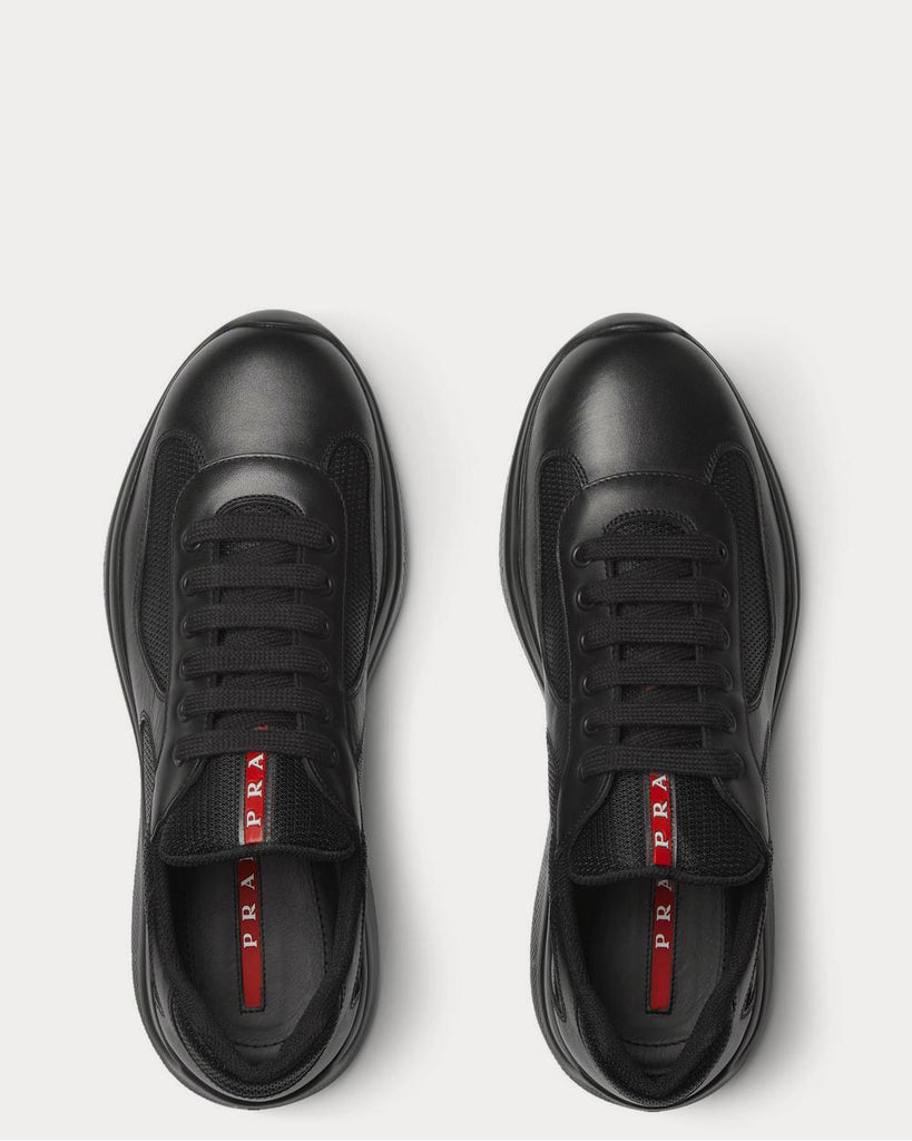 Prada America's Cup Leather and Mesh Black low top sneakers 