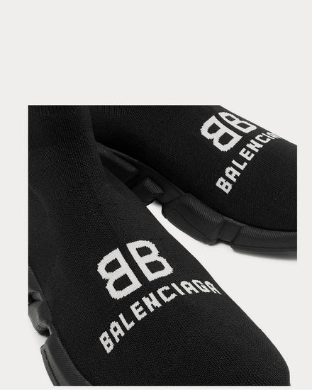 Balenciaga Speed Sock Logo-Print Stretch-Knit Slip-On  Black high top sneakers - 5