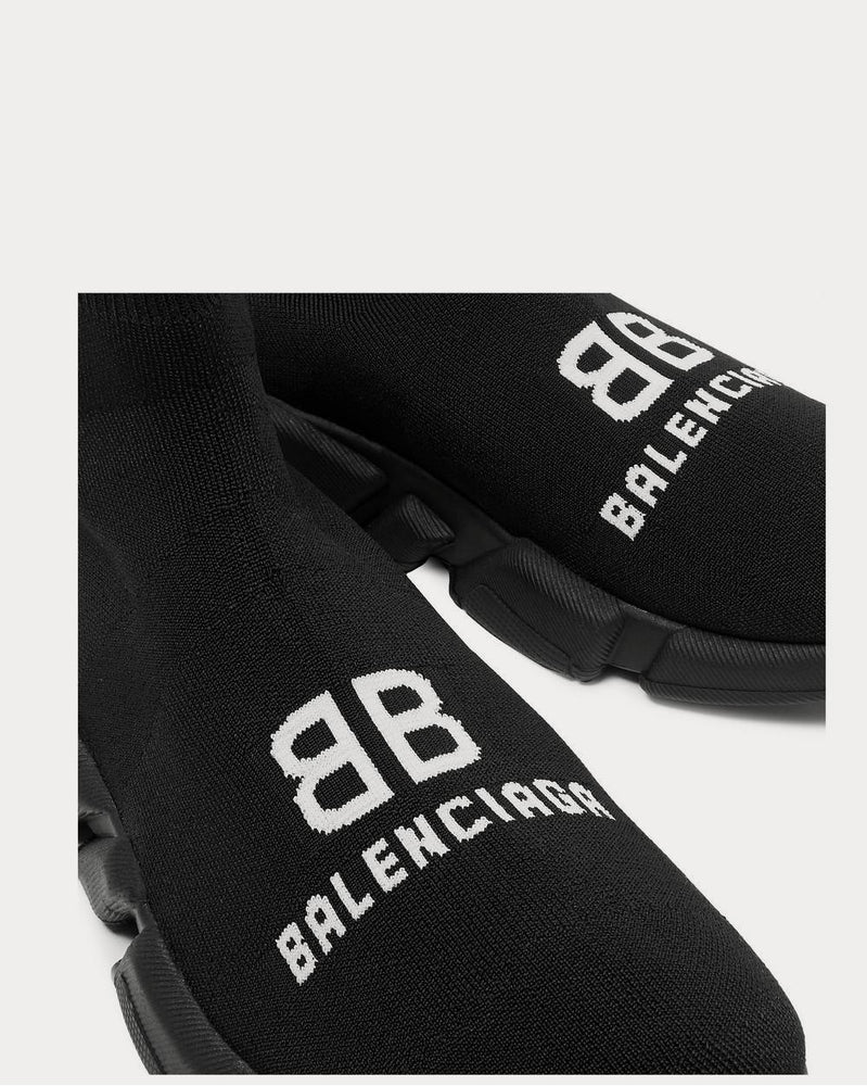 Balenciaga Speed Sock Logo-Print Stretch-Knit Slip-On  Black high top sneakers - 5