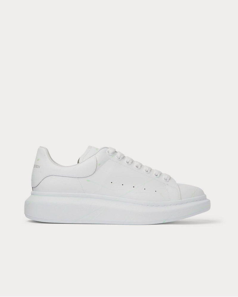 Alexander McQueen Glow-In-The-Dark Exaggerated-Sole Rubber-Trimmed Leather  White low top sneakers - 1