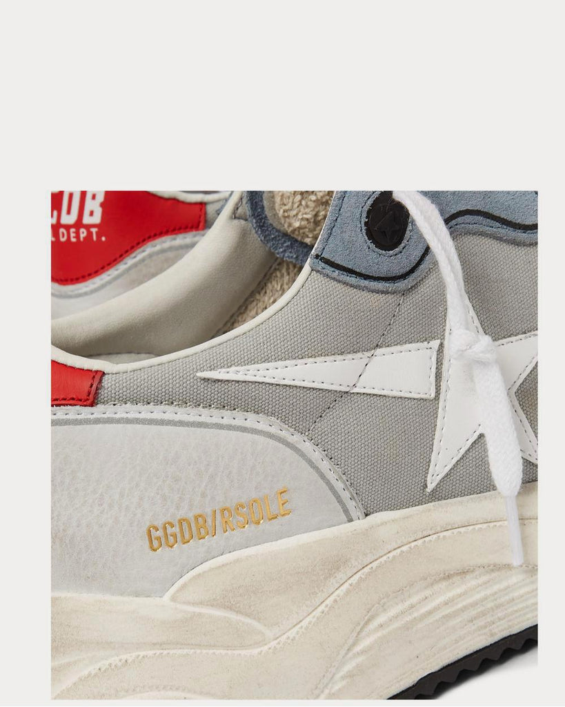 Golden Goose Running Sole Leather-Trimmed Distressed Suede, Canvas, Nubuck  and Mesh Gray low top sneakers - Sneak in Peace