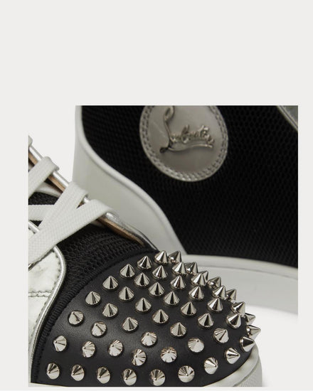Christian Louboutin Louis Spiked Leather and Mesh High-Top  Black high top sneakers - 4