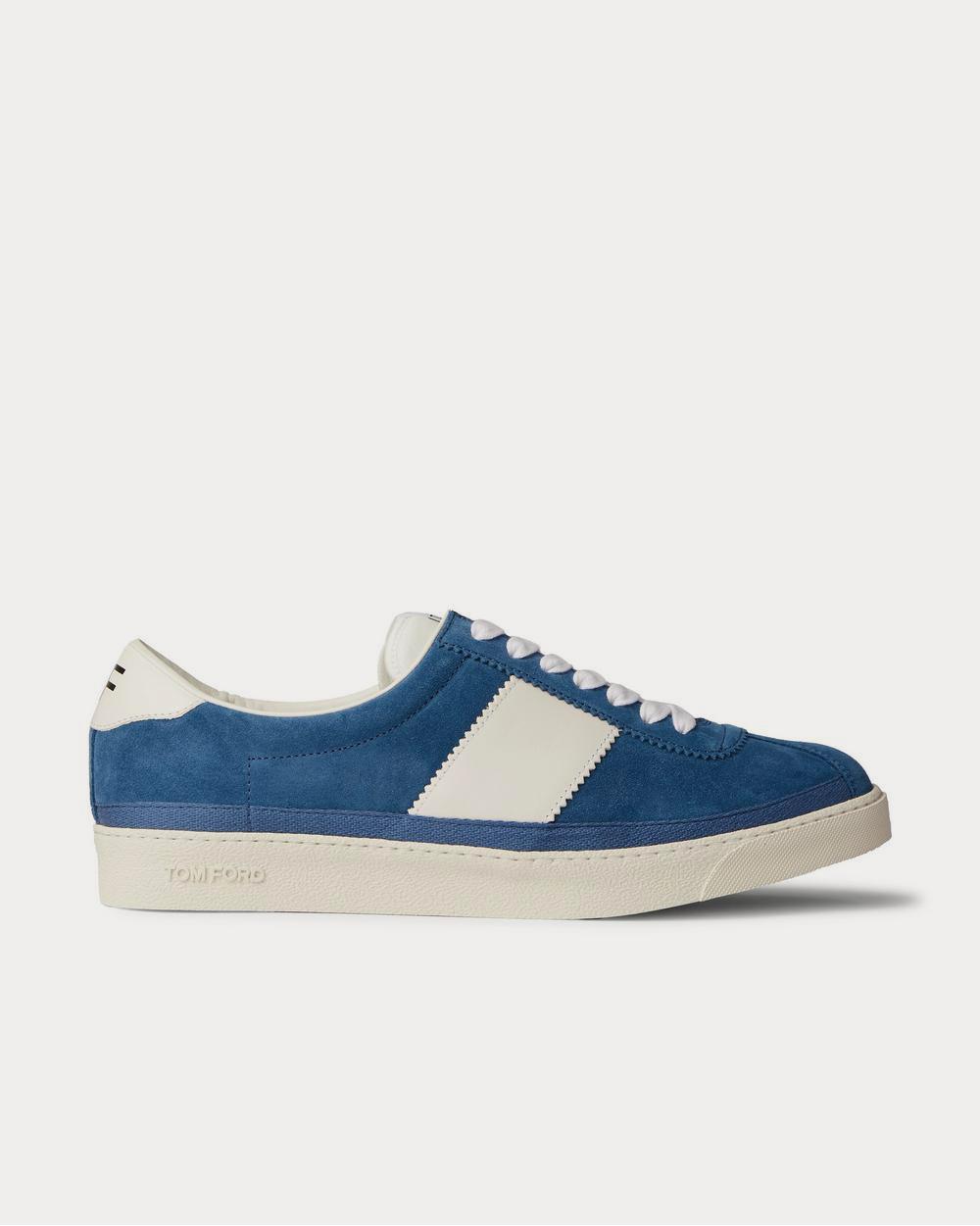 Tom Ford - Bannister Leather-Trimmed Suede  Blue low top sneakers